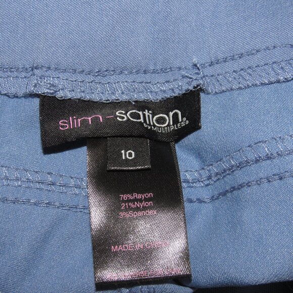 NWT SLIM-SATION Blue Pull-On Tummy Control Pants Narrow Size 10 - Picture 5 of 7